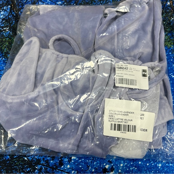 NWT Dolls Kill New Pink Lavender Can't Even Crop Top Skirt Set Size L Purple - Picture 2 of 9